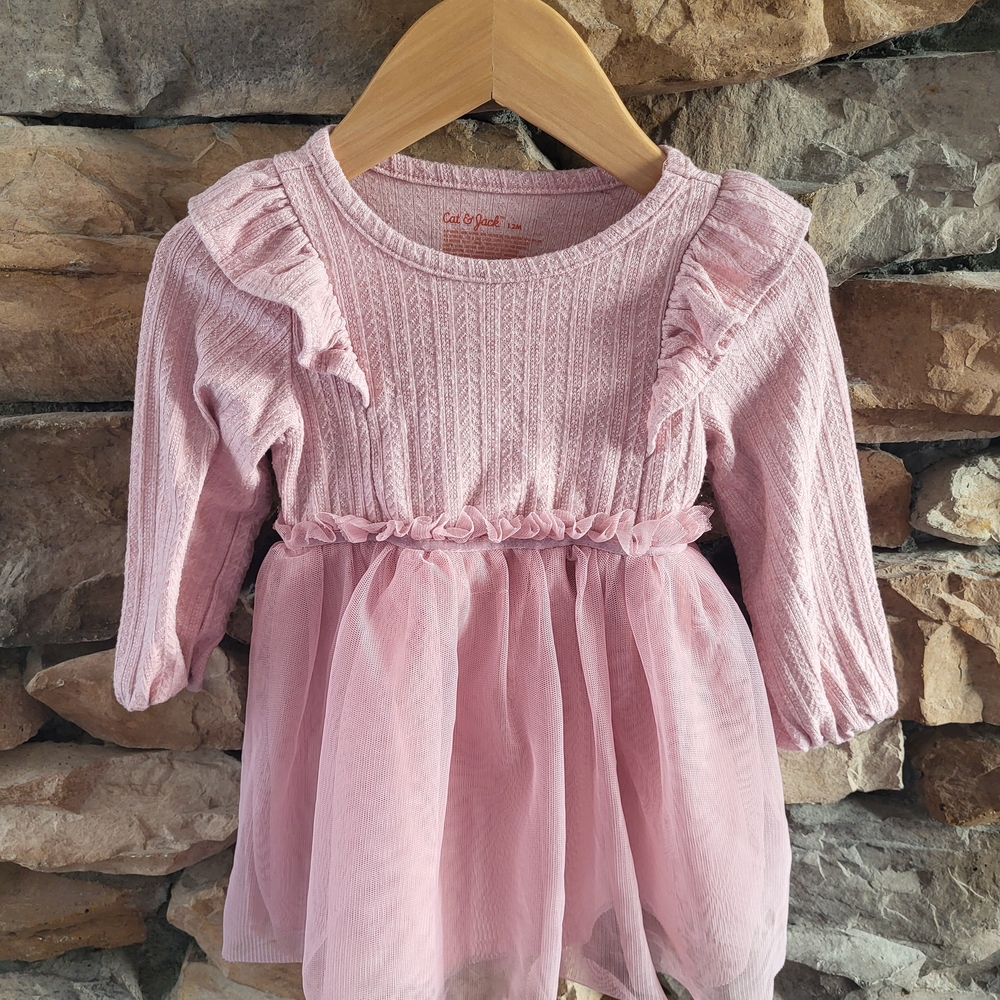 Cat & Jack Long-Sleev Light Pink Ruffle Tutu Dress Ballet Party 12m